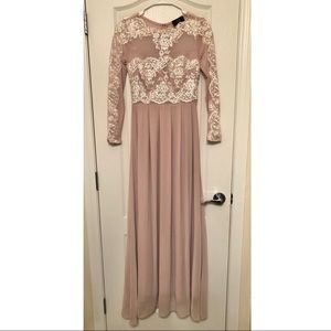 Women’s blush lace/sheer long dress - size small